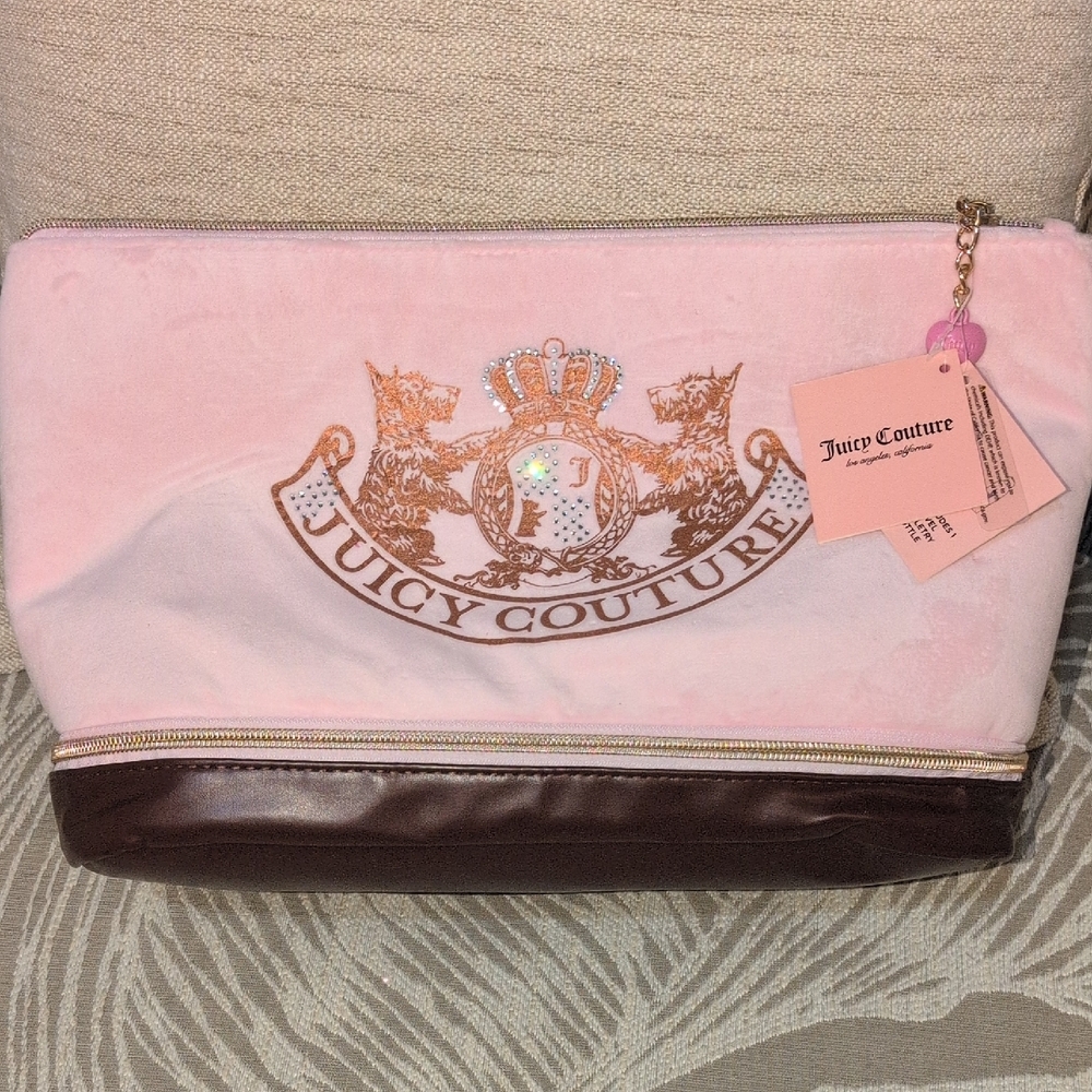 Juicy Couture Pink and Brown Cosmetic Case NWT